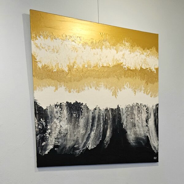 Černá pláž zalitá zlatem 100x100 cm - Image 3